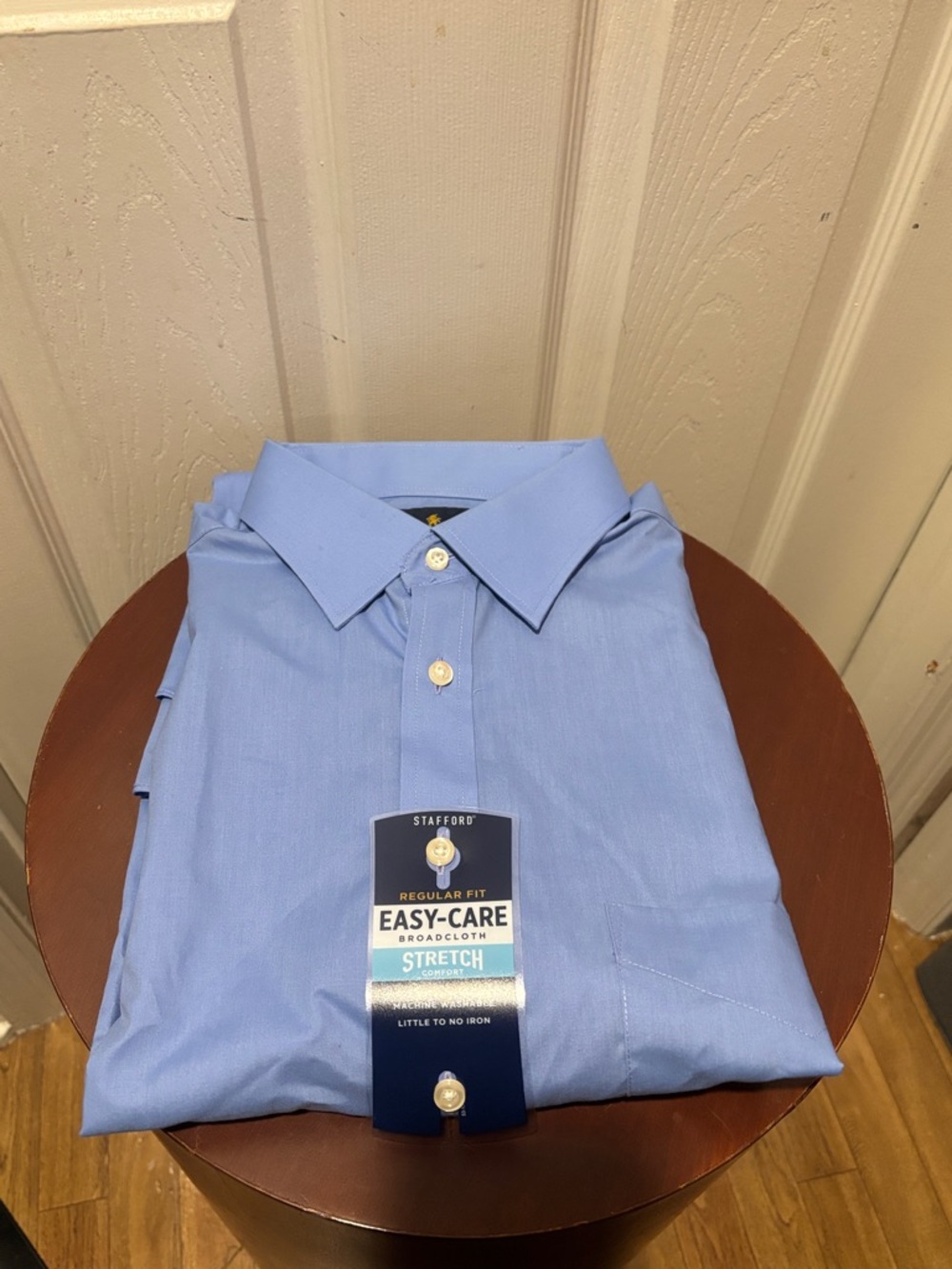 Stafford Light Blue Classic Point Collar Dress Shirt (C1)